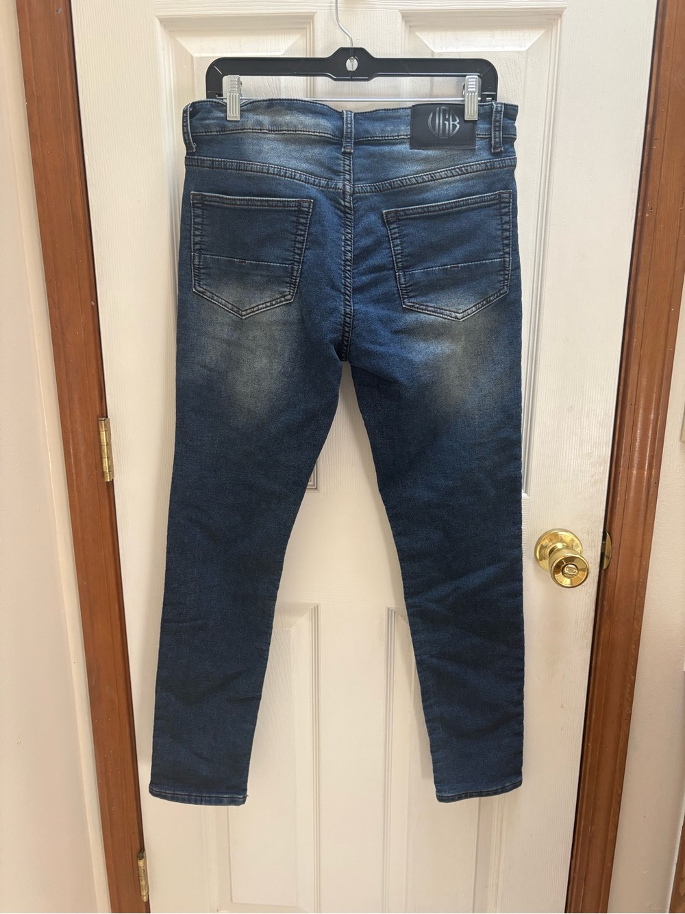 Vintage Genes Black Men’s Slim Skinny Jeans in Dark Blue - Picture 3 of 5